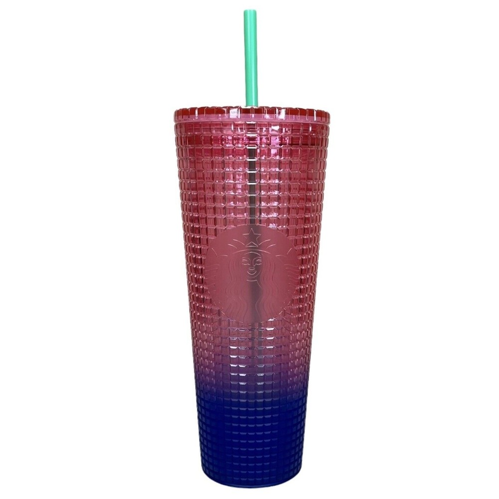 Starbucks Summer 2022 - Watermelon Pink Blue Grid Tumbler (Cold Cup) Venti 24 oz